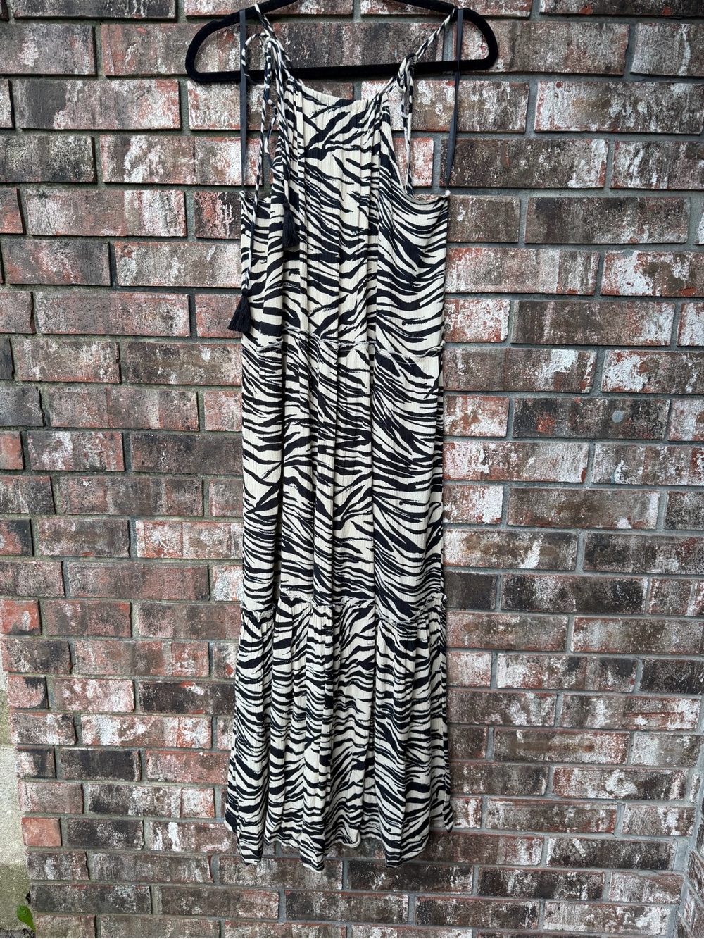 Zebra Print Maxi Dress with Spaghetti Straps